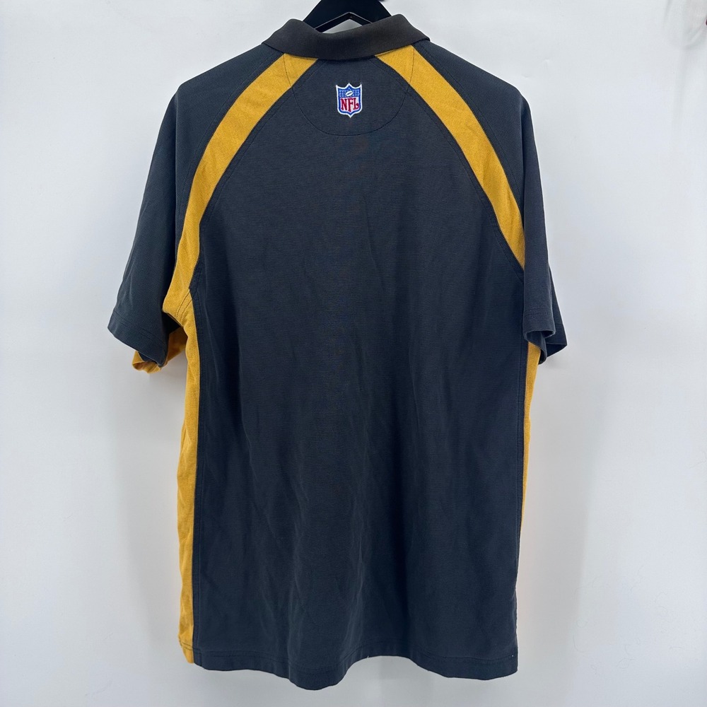 Pittsburgh Steelers Reebok Polo Shirt Mens XL Black Gold NFL PlayDry R112A - Picture 4 of 11